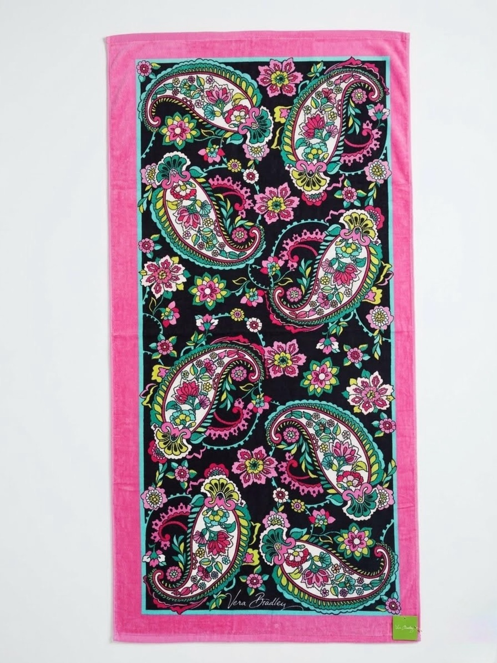 Vera Bradley Petal Paisley Pink Navy Beach Towel Rare Retired 2014 NWT